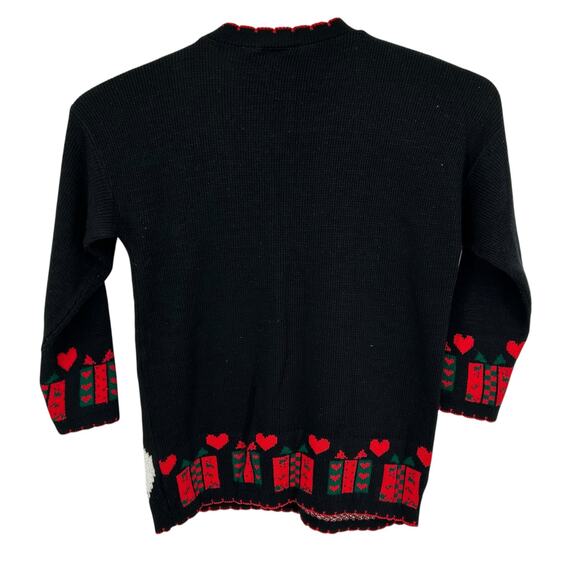 VTG 90s Women's Black Nutcracker Cat Presents Knitted Ugly Christmas Sweater~ M - Picture 7 of 9
